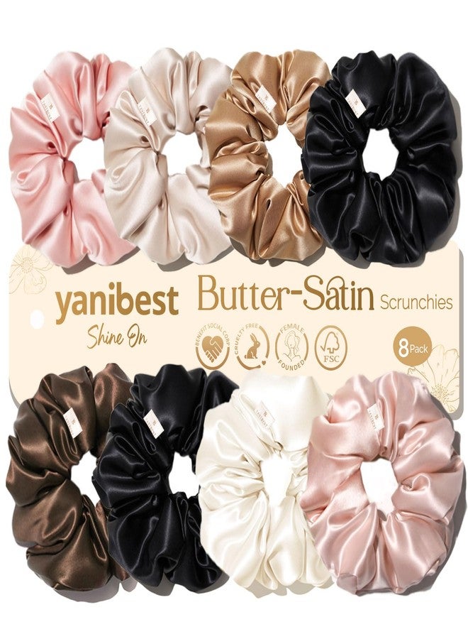 Yanibest 8 Pcs Satin Scrunchies - Silk Scrunchies Ponytail Holders,Soft Satin Hair Ties No Damage,Hair Accessories for Women - Image 1